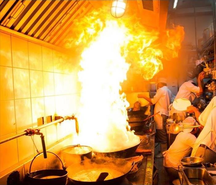 A restaurant kitchen fire.